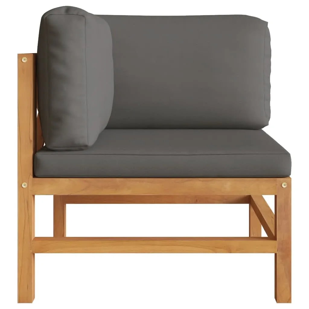 Corner Sofas 2 pcs with Dark Gray Cushions Solid Teak Wood