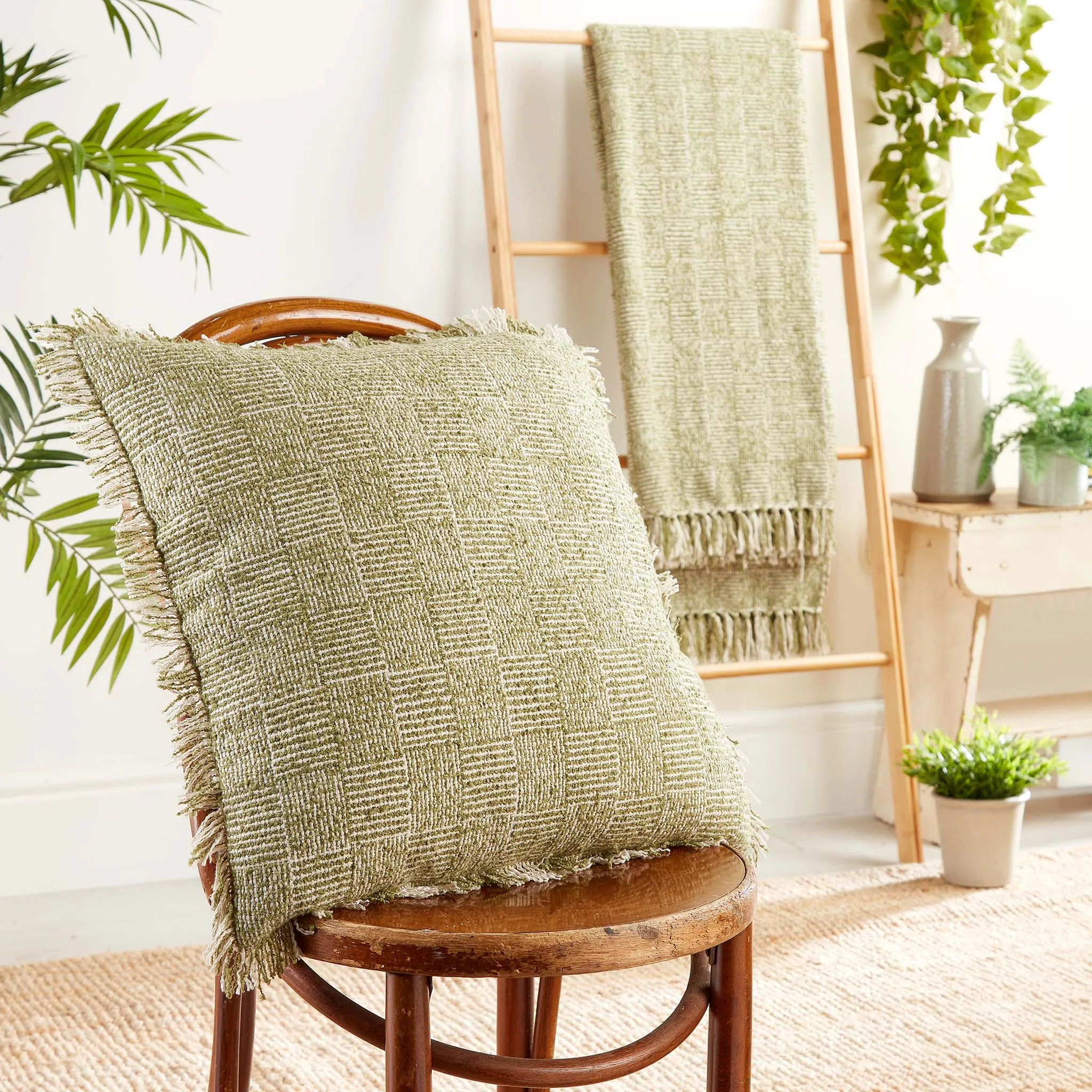 Crosshatch Cushion Green