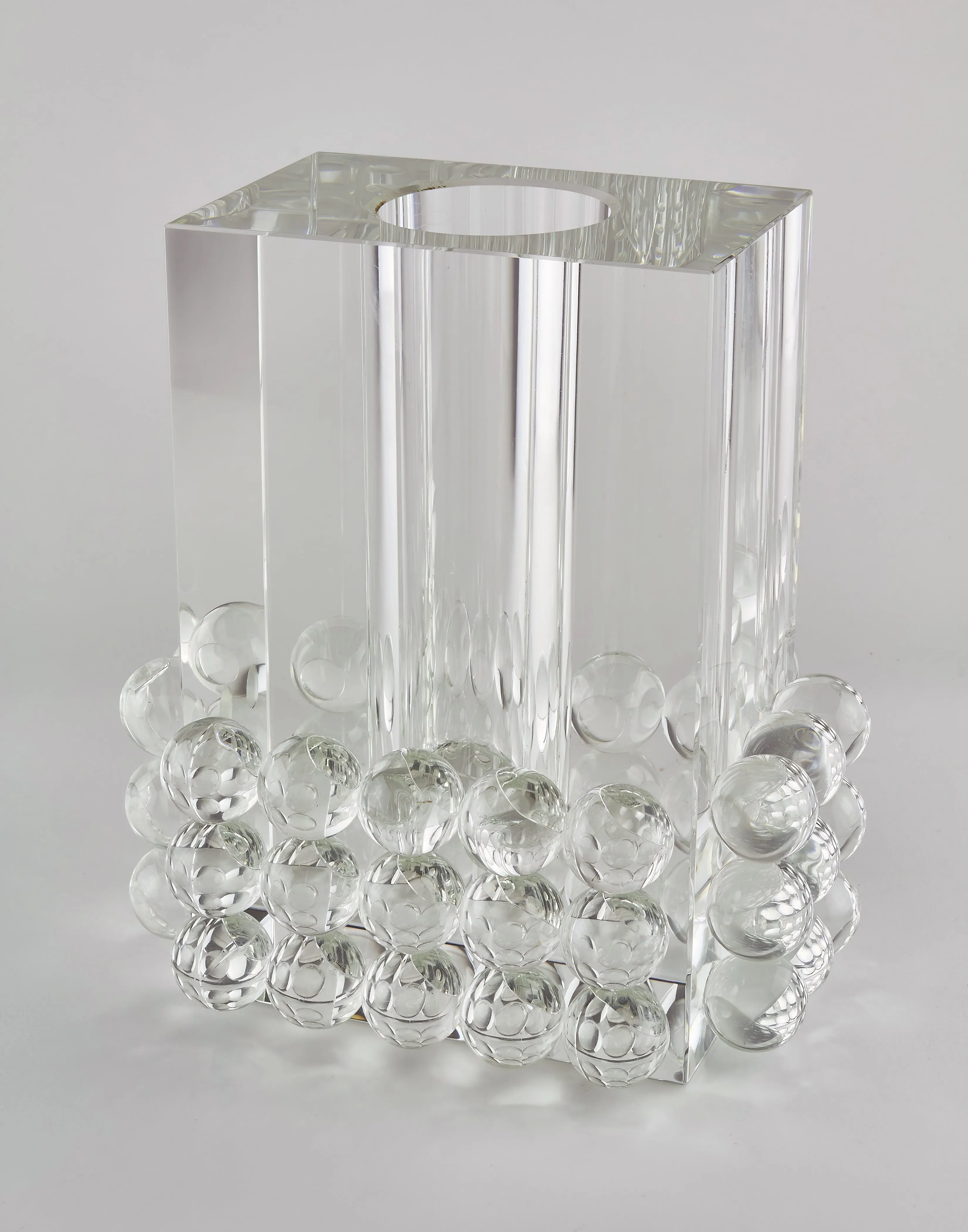 Crystal Glass Square Vase - Balls