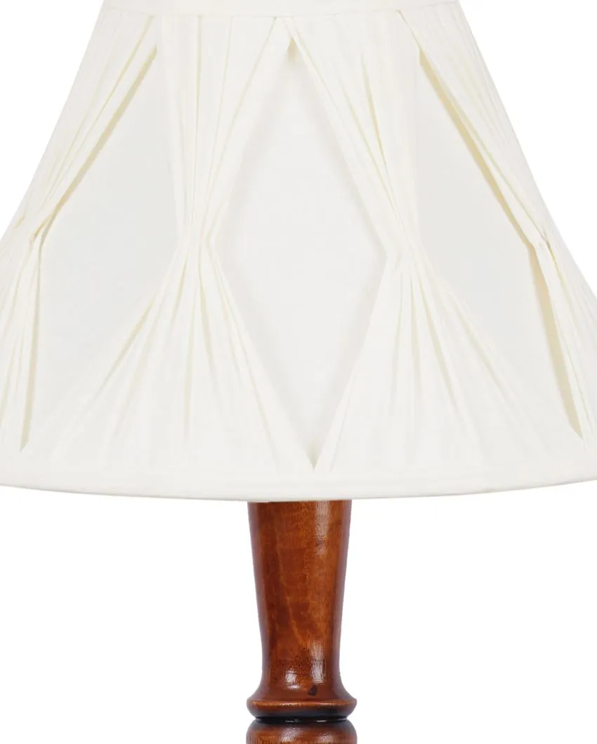 Curtain Pleated Off White Cotton Wooden Floor Lamp| 5 Feet