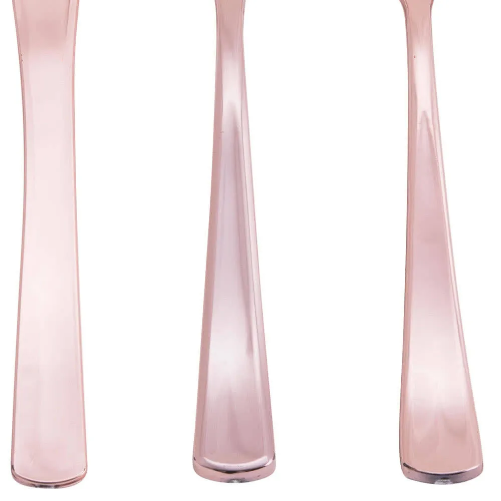 Cutlery Pack Rose Gold Plastic Knife, Fork, and Spoon - 8 of each Flatware Dining Dinnerware