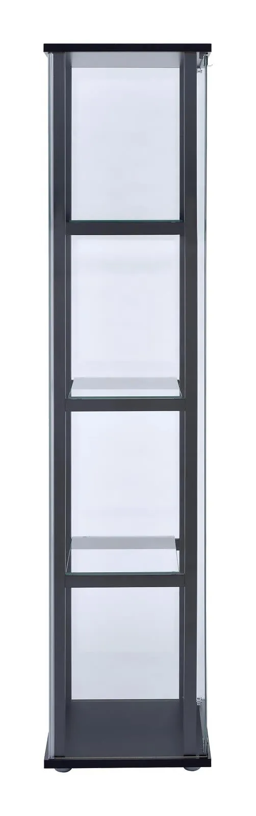 Cyclamen Black/Clear 4-Shelf Glass Curio Cabinet