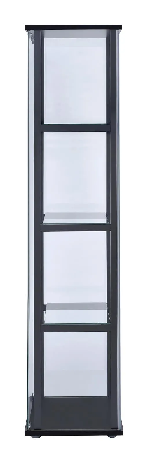 Cyclamen Black/Clear 4-Shelf Glass Curio Cabinet