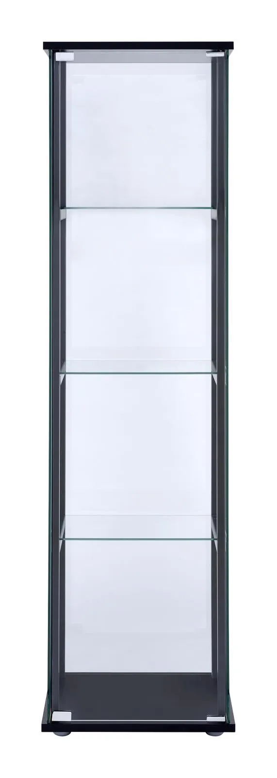 Cyclamen Black/Clear 4-Shelf Glass Curio Cabinet