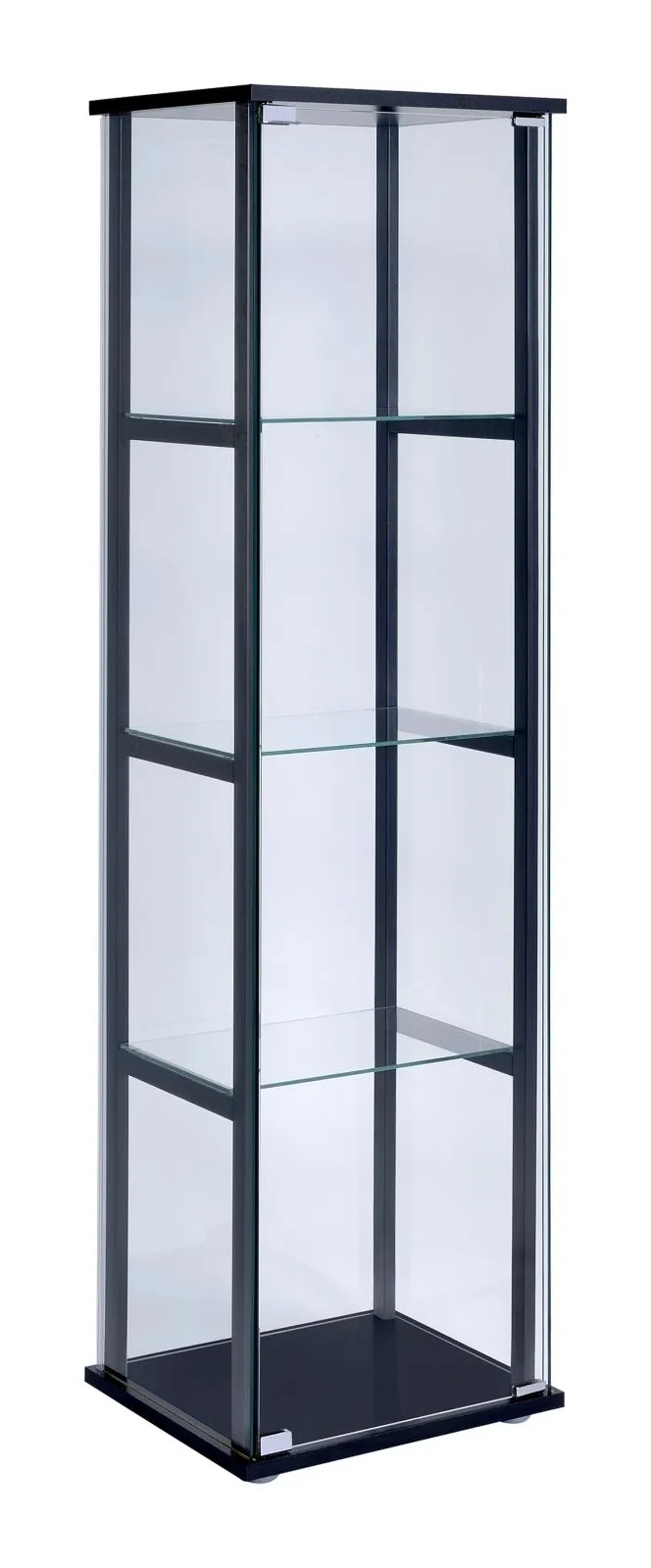 Cyclamen Black/Clear 4-Shelf Glass Curio Cabinet