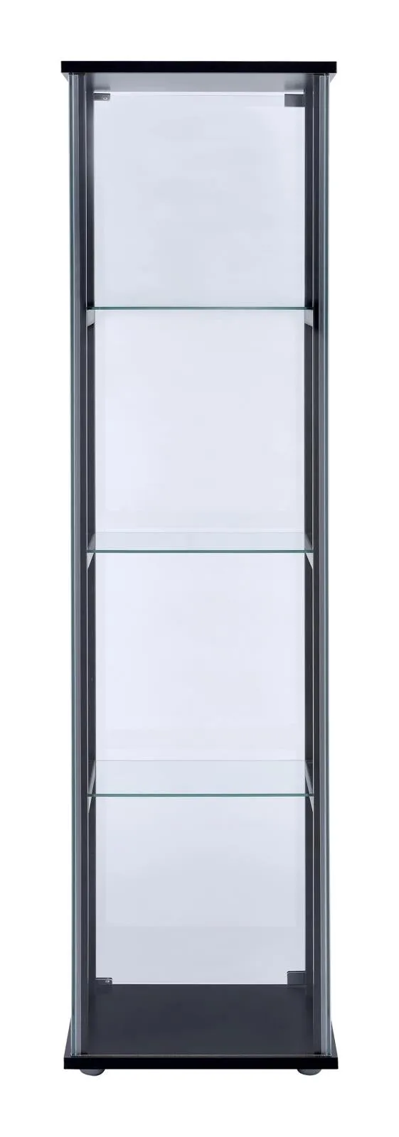 Cyclamen Black/Clear 4-Shelf Glass Curio Cabinet