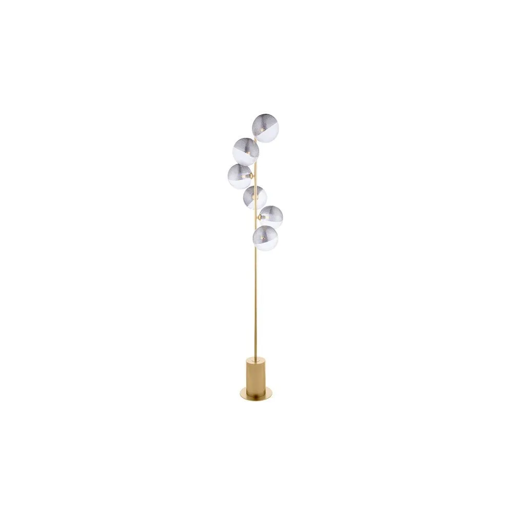 Dar SPI4935-19 | Spiral Floor Lamp | Matt Gold & Smoked/Clear Glass