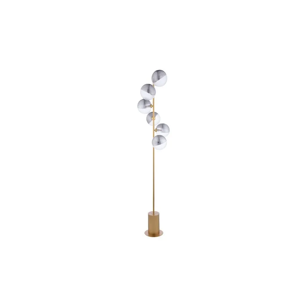 Dar SPI4935-19 | Spiral Floor Lamp | Matt Gold & Smoked/Clear Glass