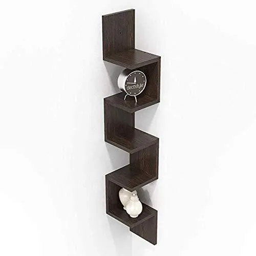 Decostyle Corner Wall Mount Shelf Zig Zag Shape(5 Tier)- Wenge
