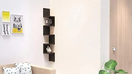 Decostyle Corner Wall Mount Shelf Zig Zag Shape(5 Tier)- Wenge