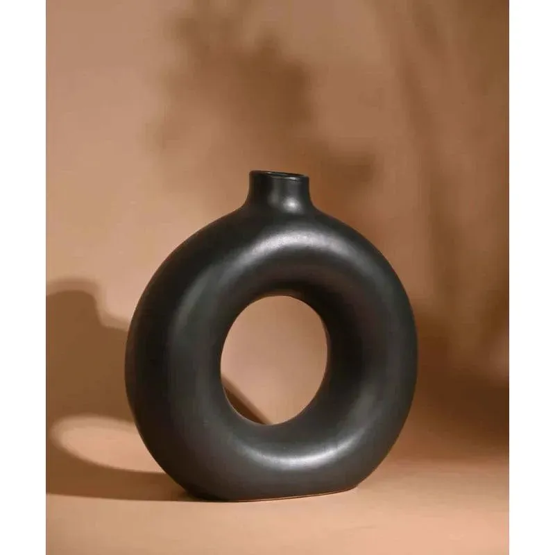 Donut Vase | 12 inches | Black, White