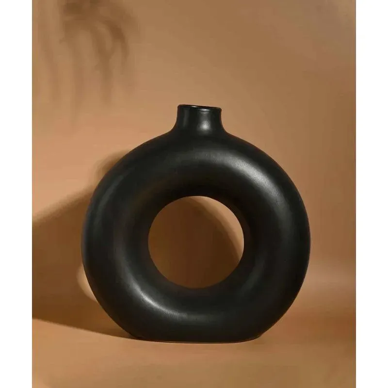 Donut Vase | 12 inches | Black, White