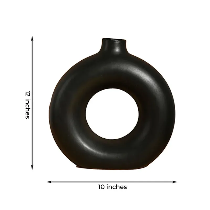 Donut Vase | 12 inches | Black, White
