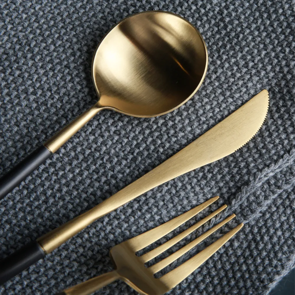 Event Black Handled Stainless Steel 4Pcs Cutlery Set