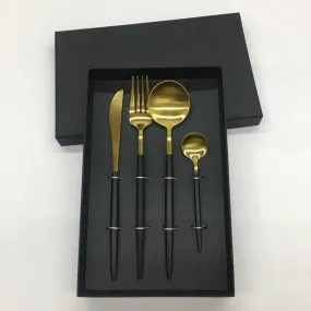 Event Black Handled Stainless Steel 4Pcs Cutlery Set