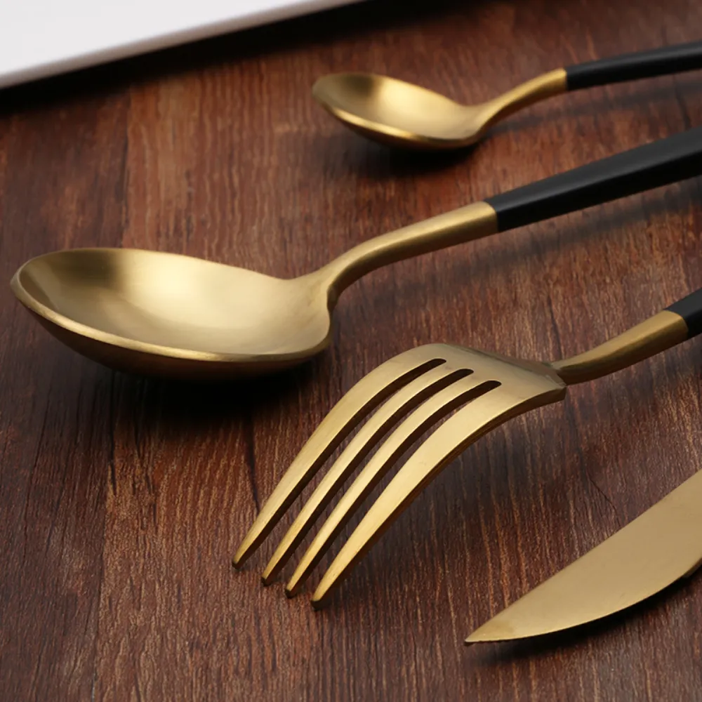 Event Black Handled Stainless Steel 4Pcs Cutlery Set