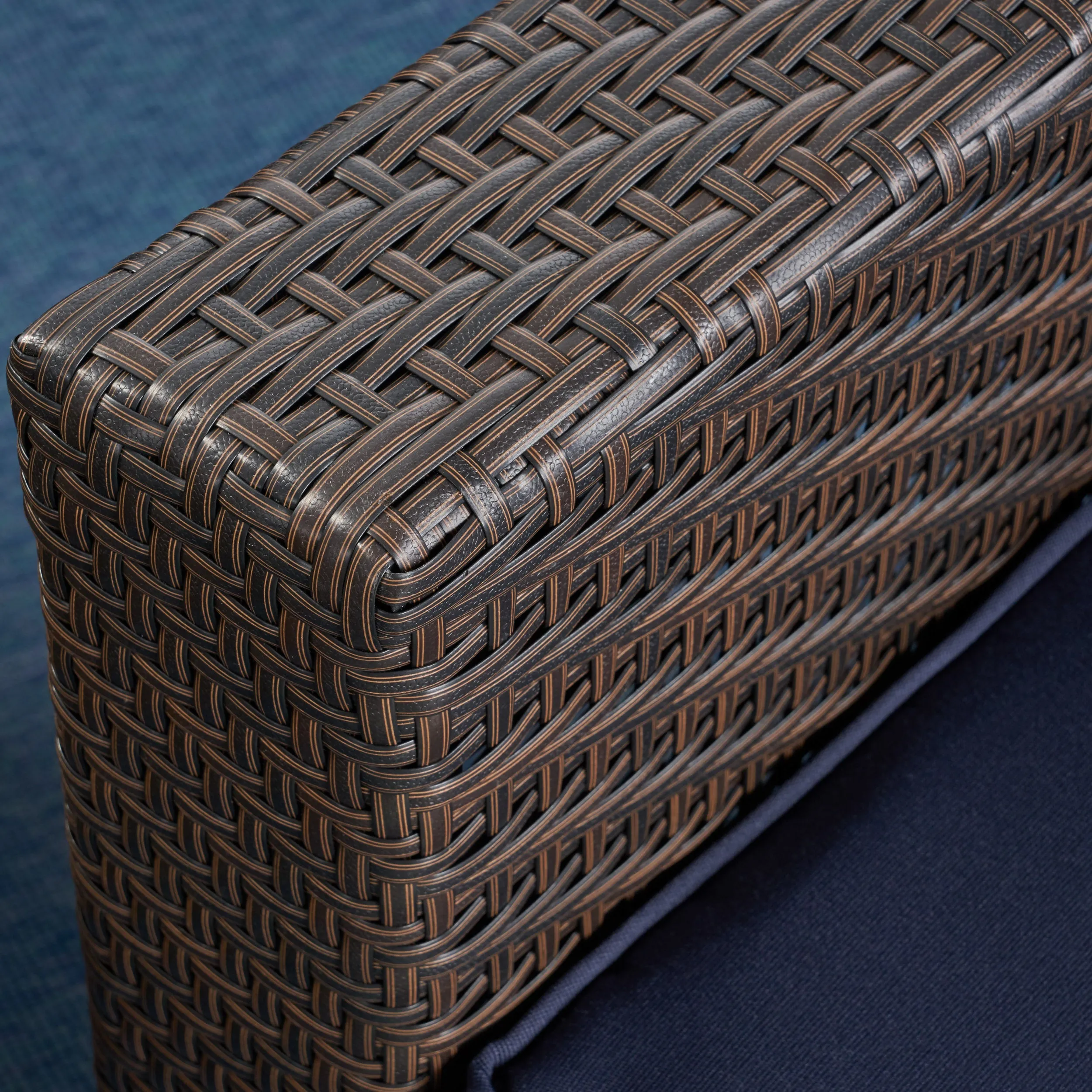 Florence Patio Swivel Chairs, Wicker with Outdoor Cushions, Multi-Brown and Navy Blue