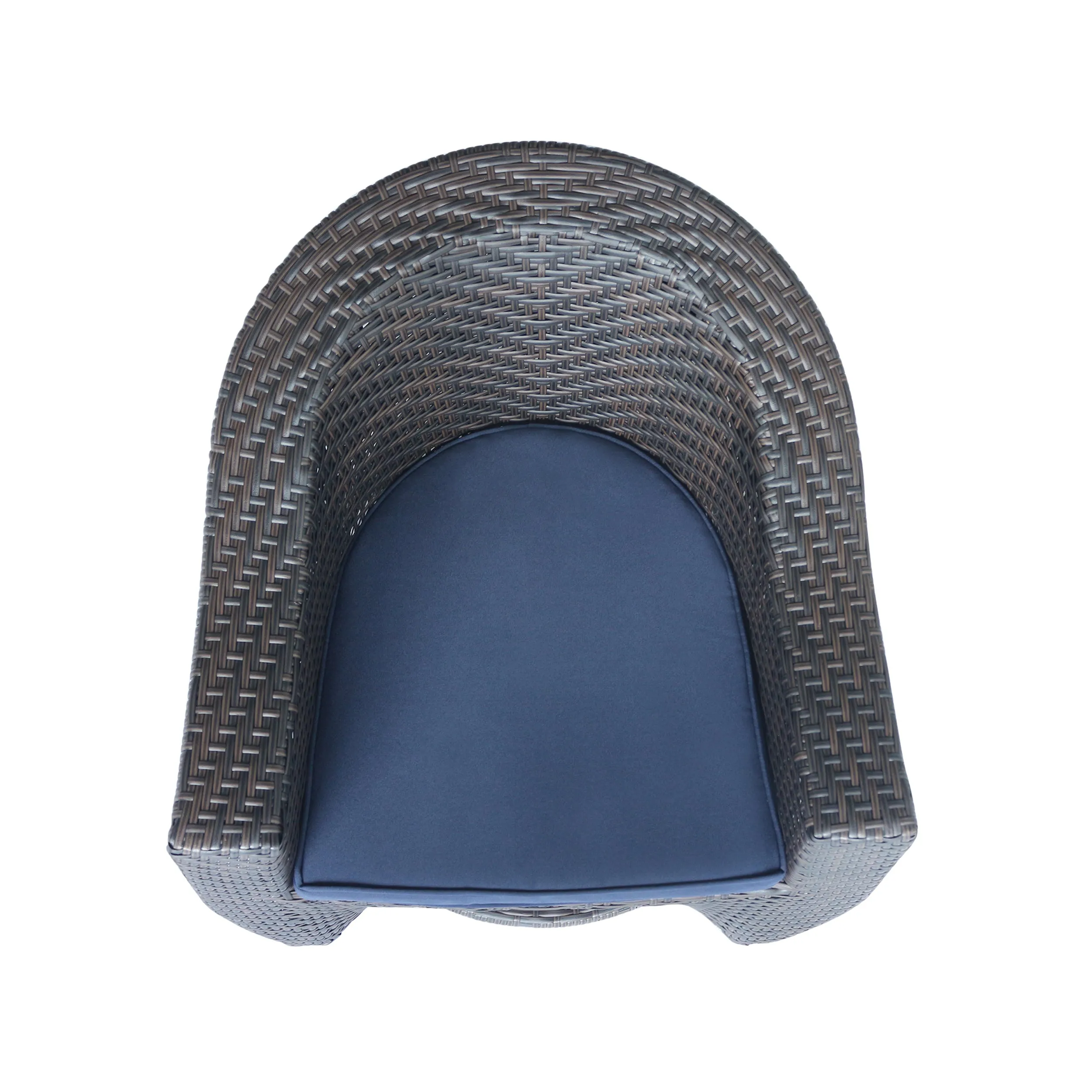 Florence Patio Swivel Chairs, Wicker with Outdoor Cushions, Multi-Brown and Navy Blue