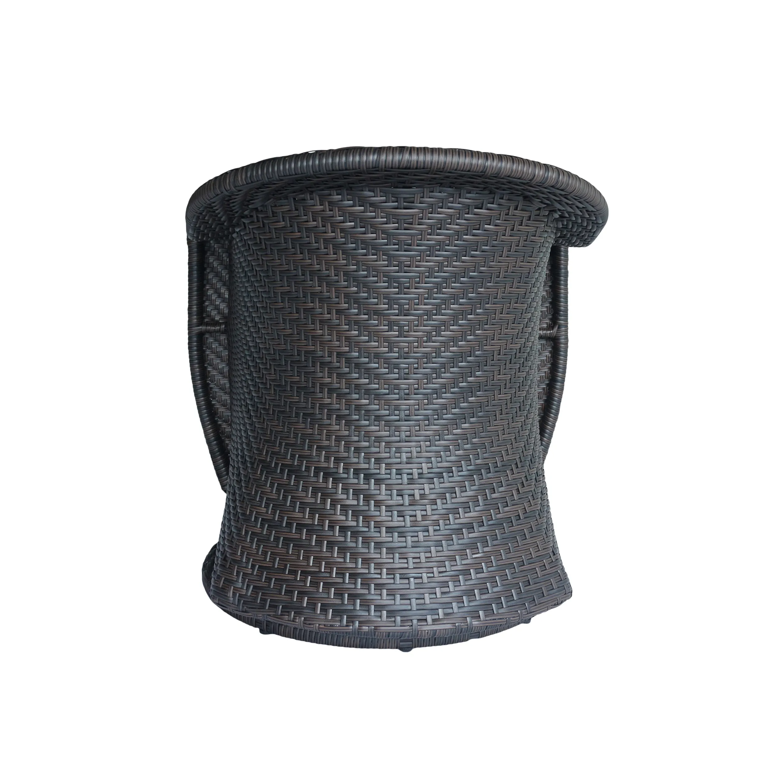 Florence Patio Swivel Chairs, Wicker with Outdoor Cushions, Multi-Brown and Navy Blue