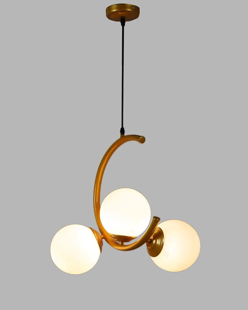 Golden Finish 3 Lights Cluster Half Moon Shape Ceiling Lamp
