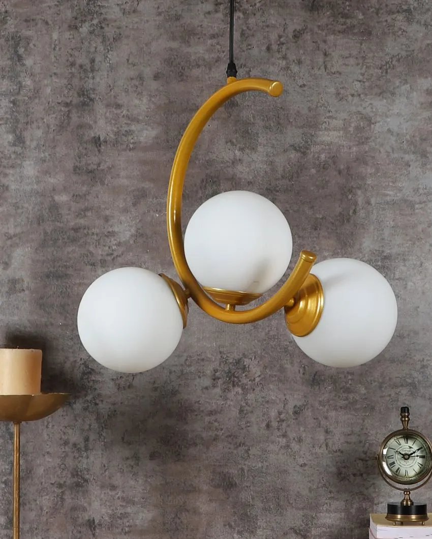 Golden Finish 3 Lights Cluster Half Moon Shape Ceiling Lamp