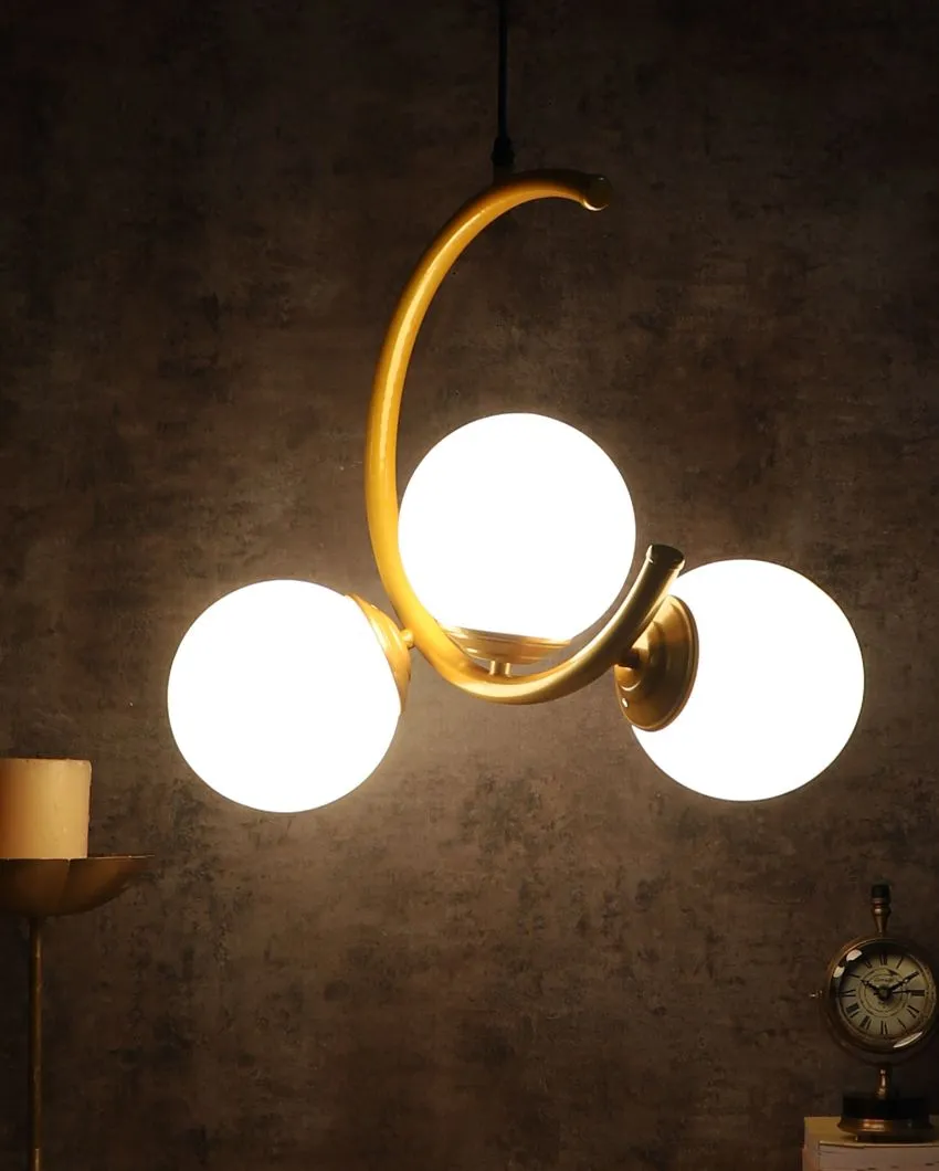 Golden Finish 3 Lights Cluster Half Moon Shape Ceiling Lamp