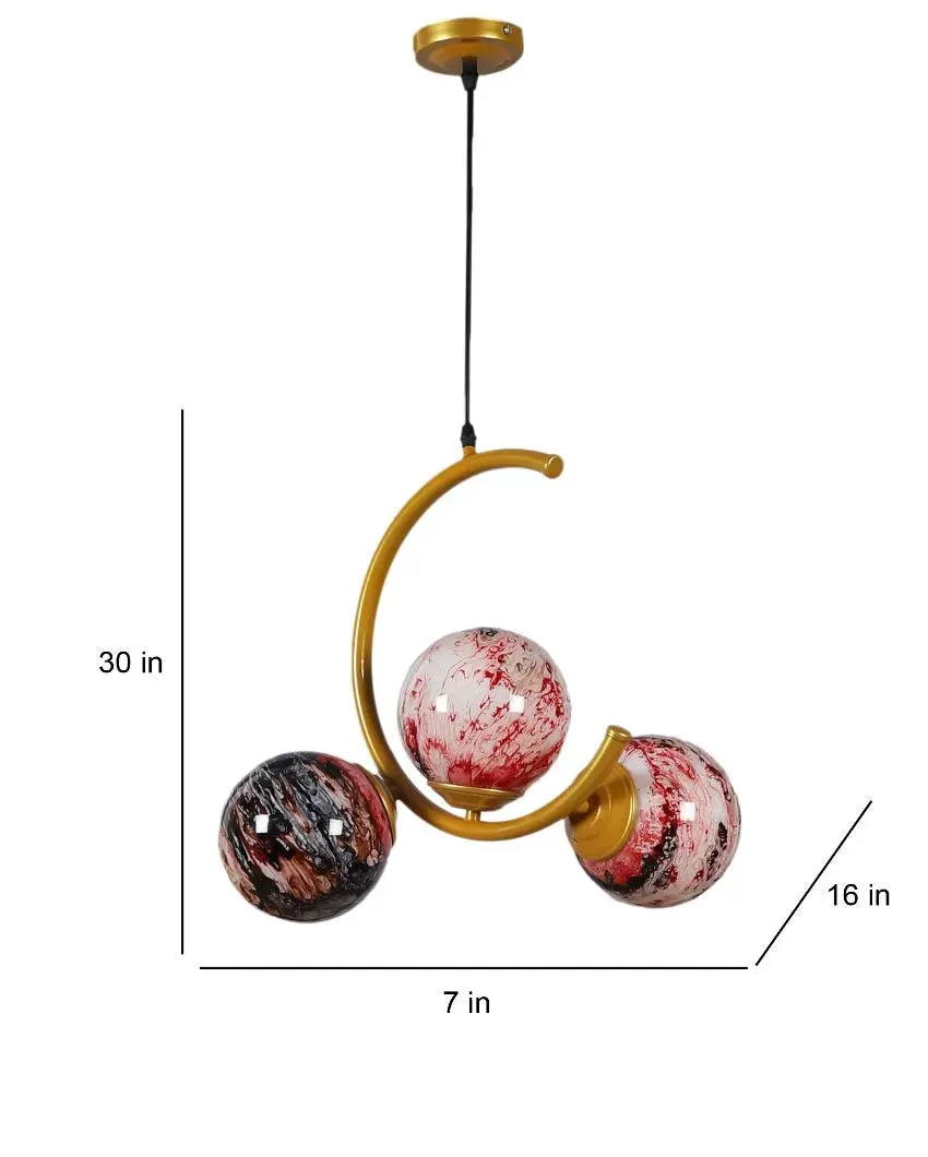 Golden Finish 3 Lights Cluster Half Moon Shape Ceiling Lamp