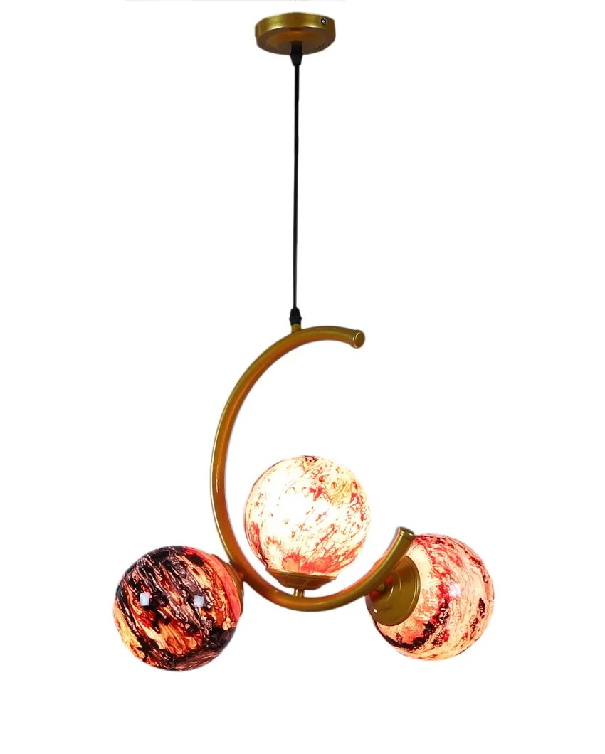 Golden Finish 3 Lights Cluster Half Moon Shape Ceiling Lamp
