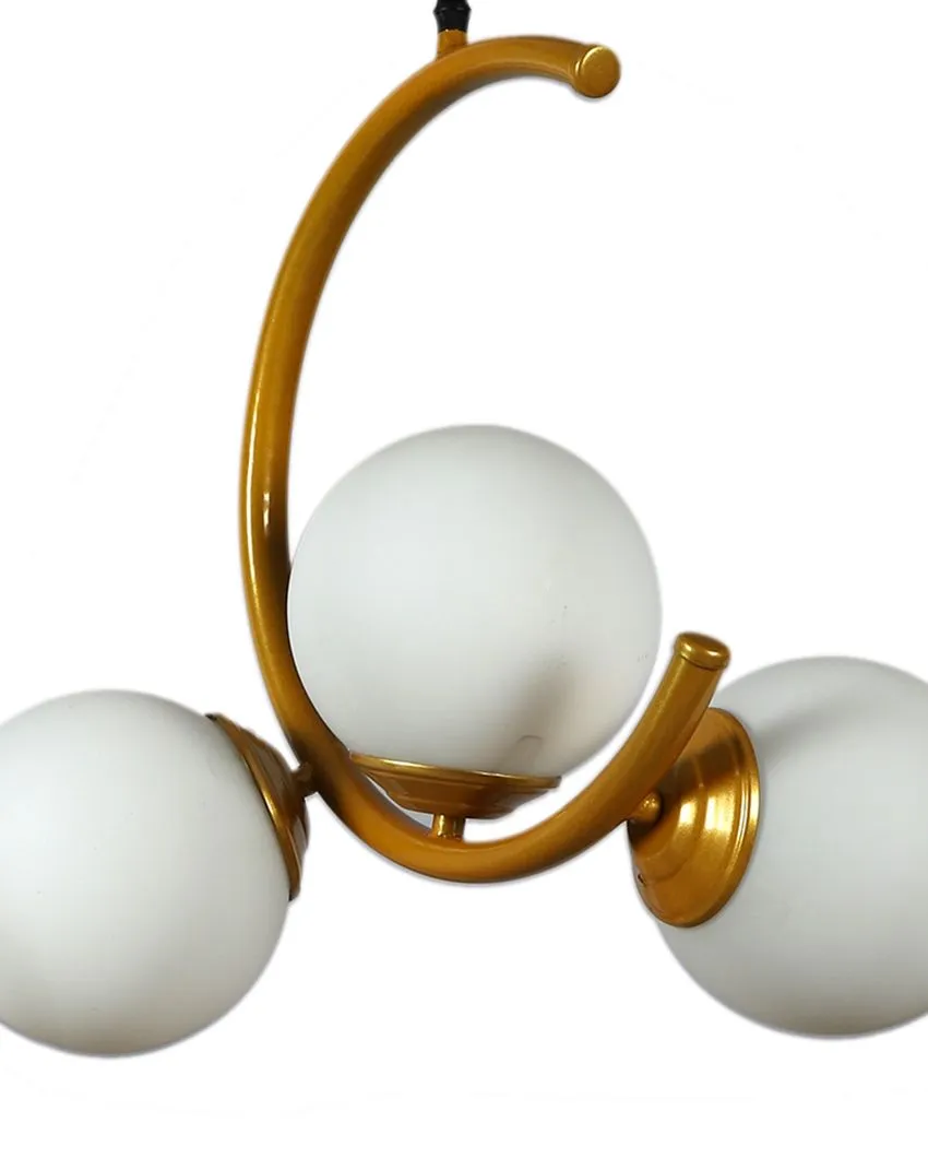 Golden Finish 3 Lights Cluster Half Moon Shape Ceiling Lamp
