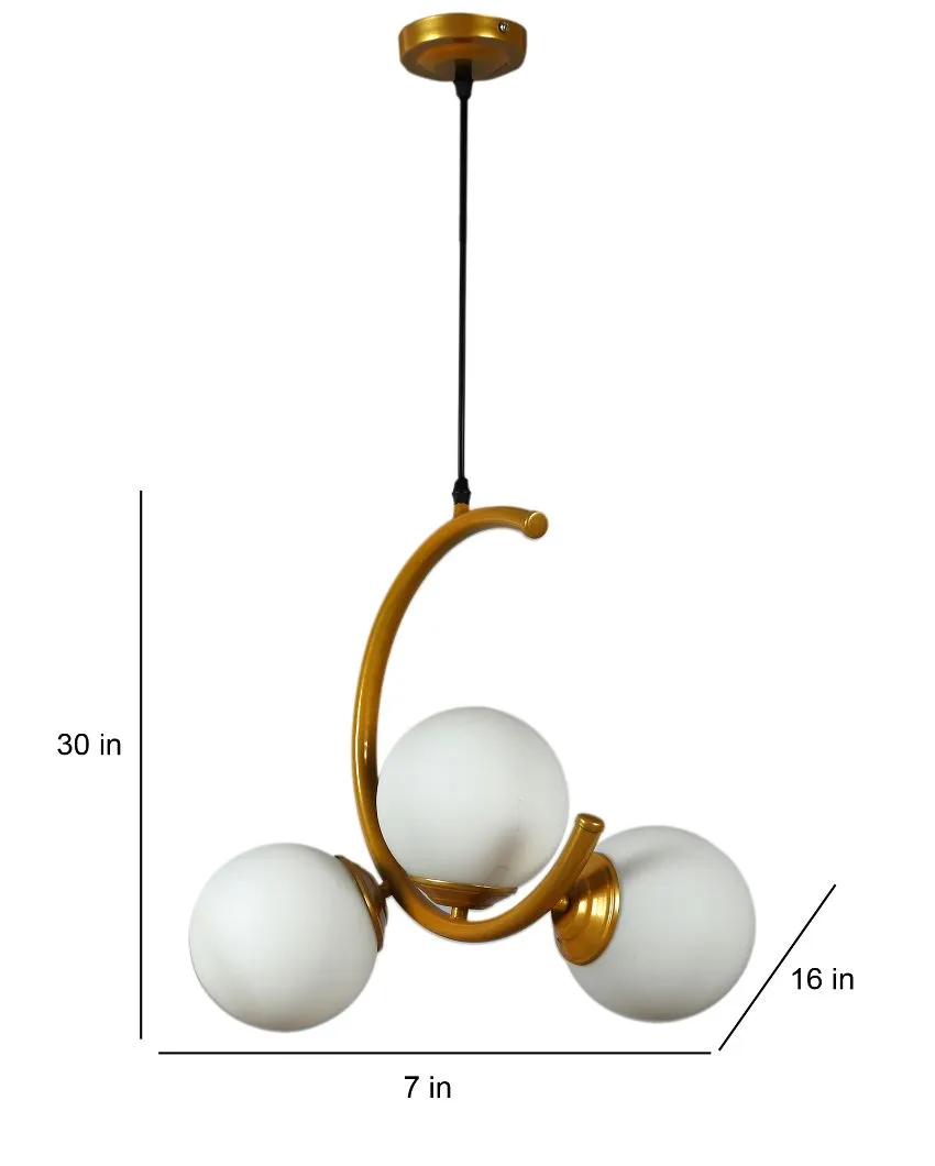 Golden Finish 3 Lights Cluster Half Moon Shape Ceiling Lamp
