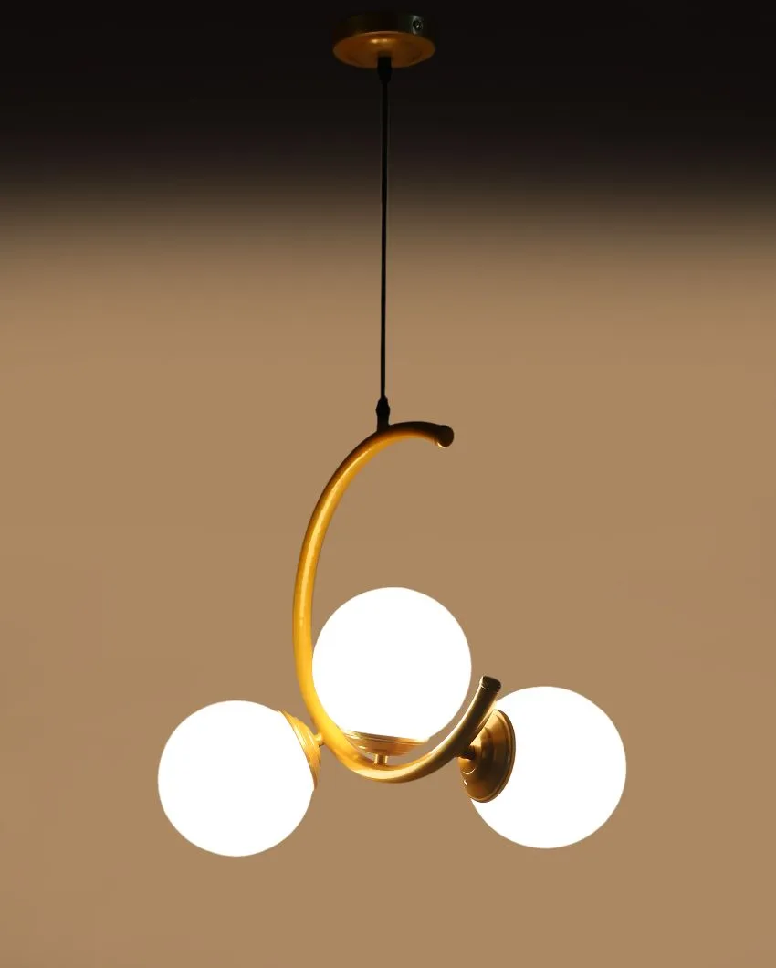 Golden Finish 3 Lights Cluster Half Moon Shape Ceiling Lamp