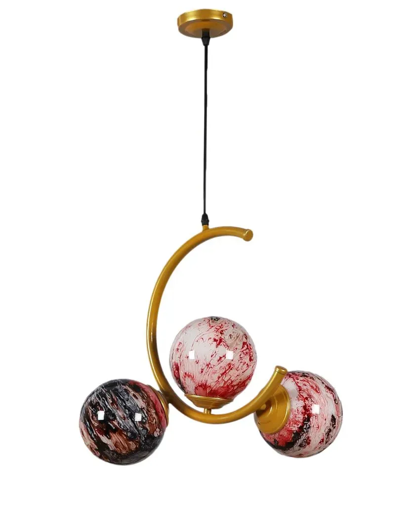 Golden Finish 3 Lights Cluster Half Moon Shape Ceiling Lamp