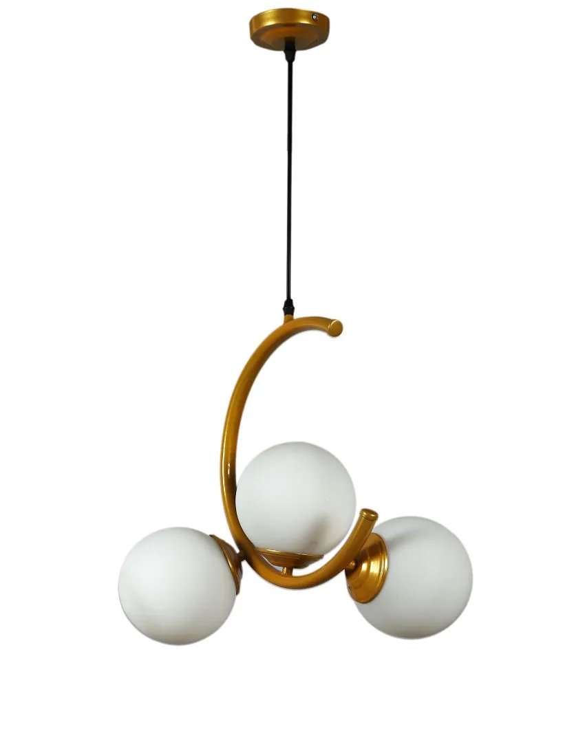 Golden Finish 3 Lights Cluster Half Moon Shape Ceiling Lamp
