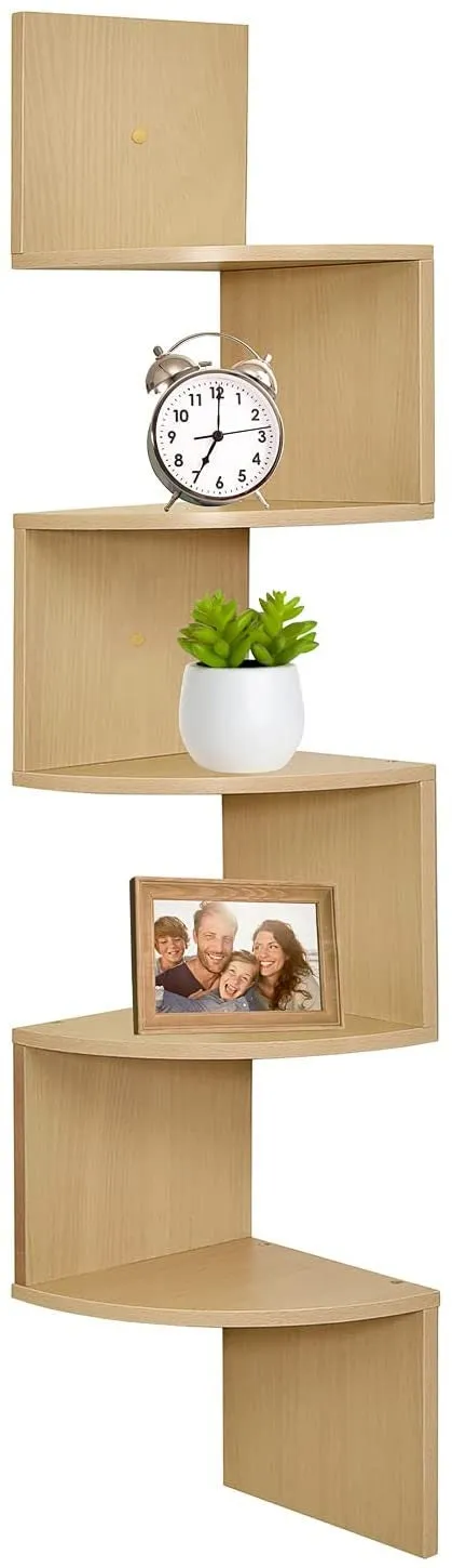 Greenco 5 Tier Wall Mount Corner Shelves White Finish