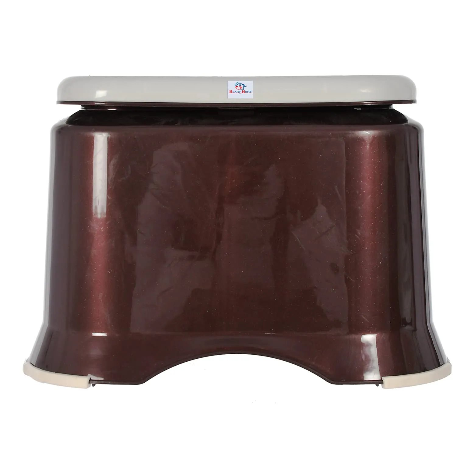 Heart Home Ultra 10 Anti-Slip Plastic Stool for Bathroom, Kitchen, Bedroom, Toy Room and Living Room- Pack of 2 (Brown & Grey)-46HH0150, Standard