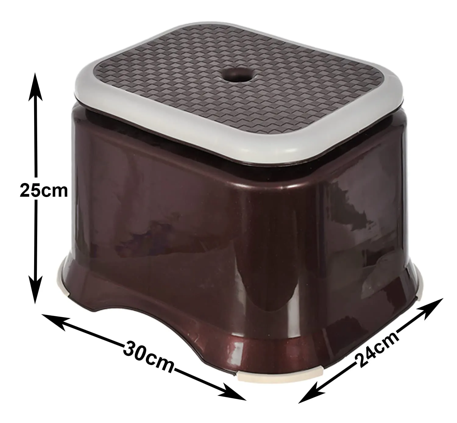 Heart Home Ultra 10 Anti-Slip Plastic Stool for Bathroom, Kitchen, Bedroom, Toy Room and Living Room- Pack of 2 (Brown & Grey)-46HH0150, Standard