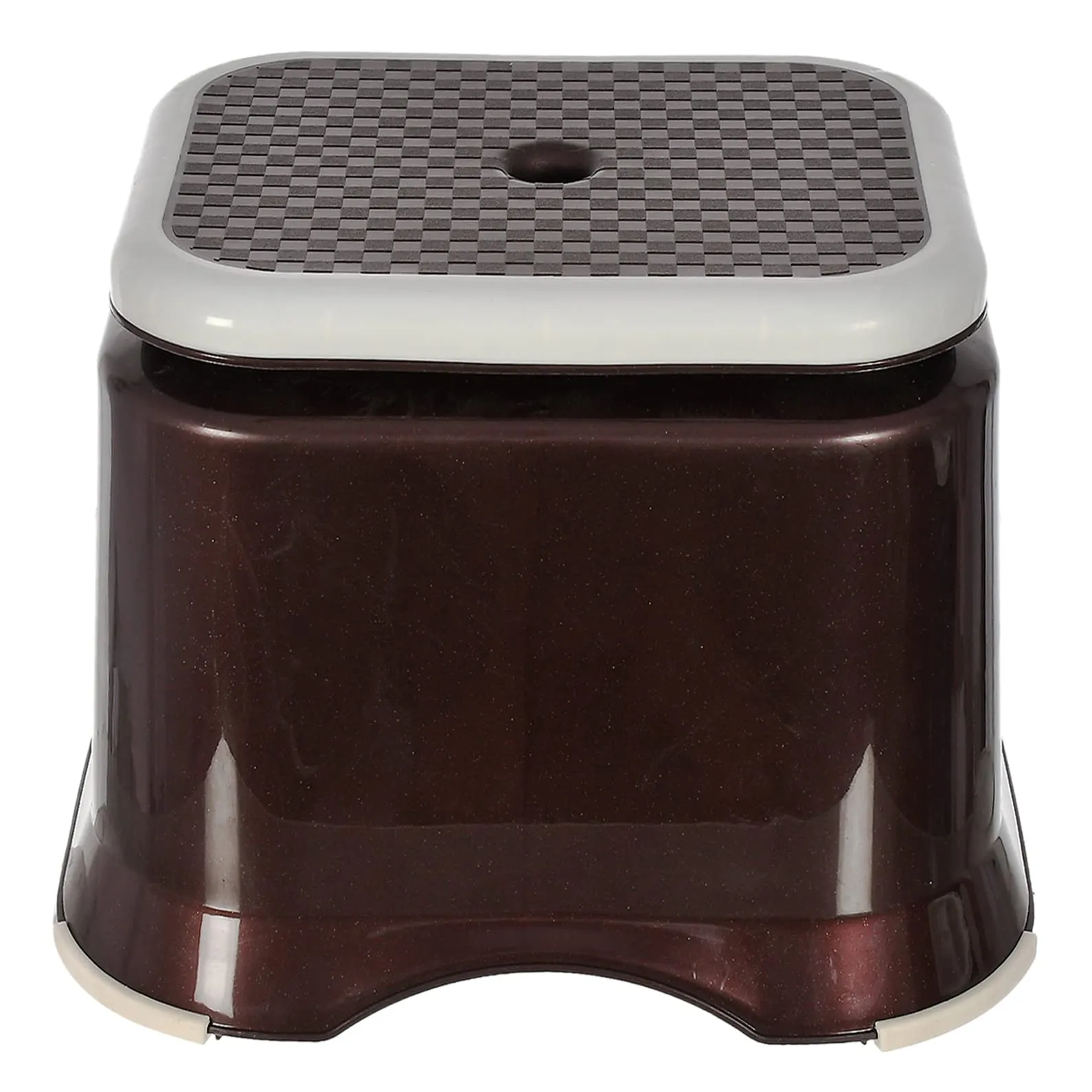Heart Home Ultra 10 Anti-Slip Plastic Stool for Bathroom, Kitchen, Bedroom, Toy Room and Living Room- Pack of 2 (Brown & Grey)-46HH0150, Standard