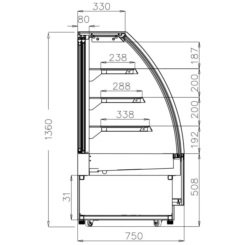 Interlevin Chilled Display Cabinet Stainless Steel, Glass - LPD1700C