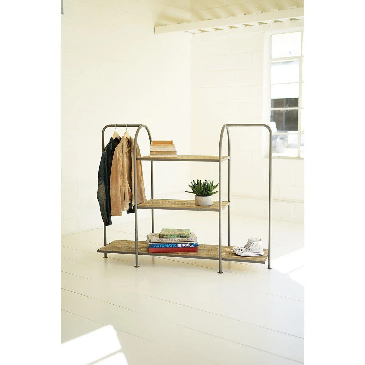 Kalalou - HORIZONTAL RECYCLED WOOD AND METAL DISPLAY UNIT - CQ7570