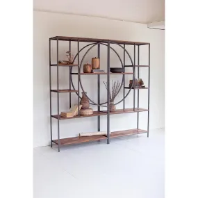 Kalalou - Wood And Metal Shelving Unit With Demilune Detail
