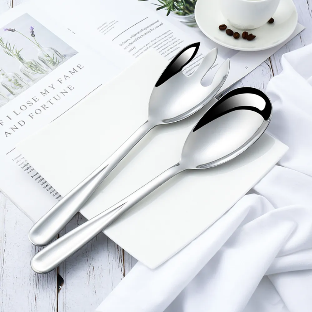 Large Salad Serving Stainless Steel Silverware Set