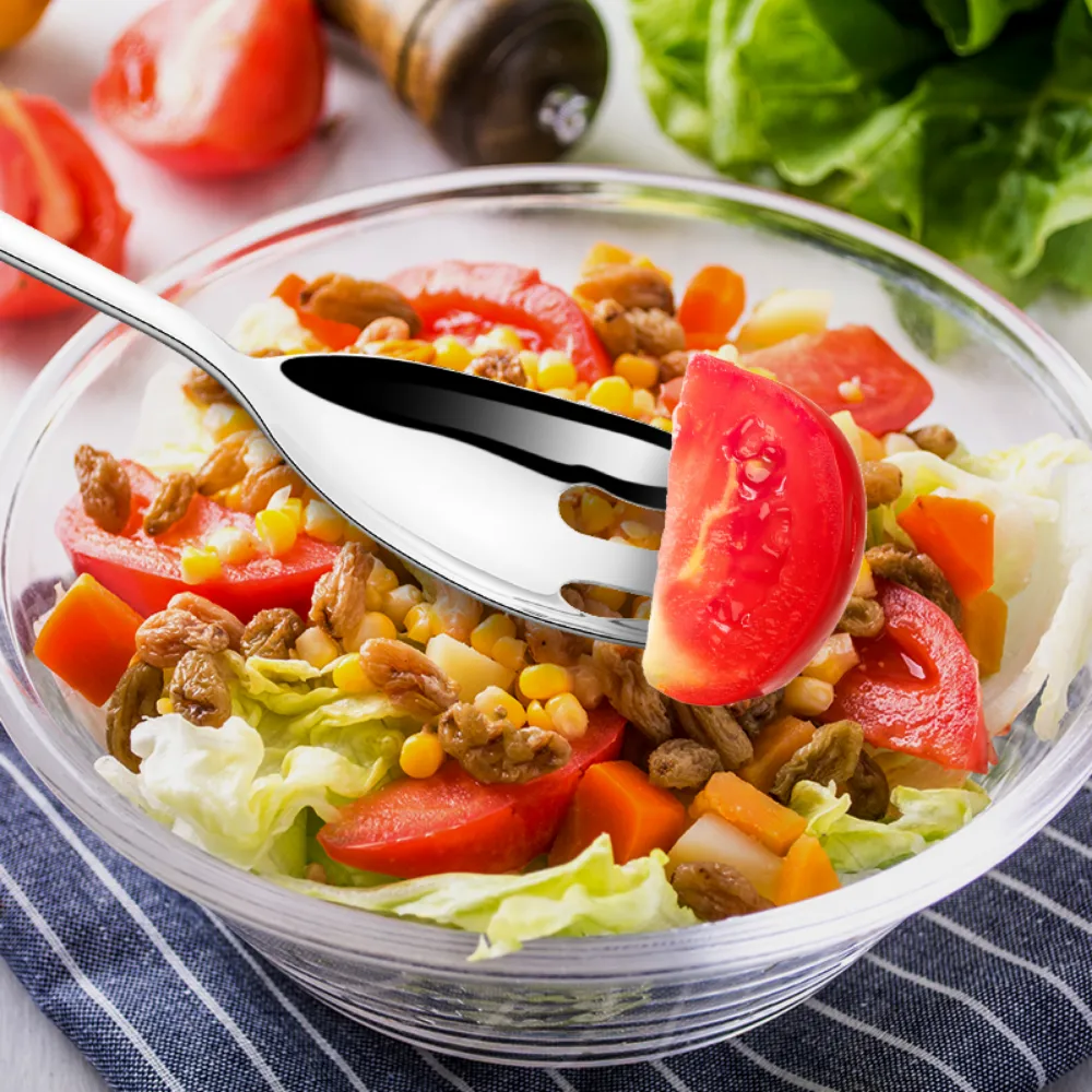 Large Salad Serving Stainless Steel Silverware Set
