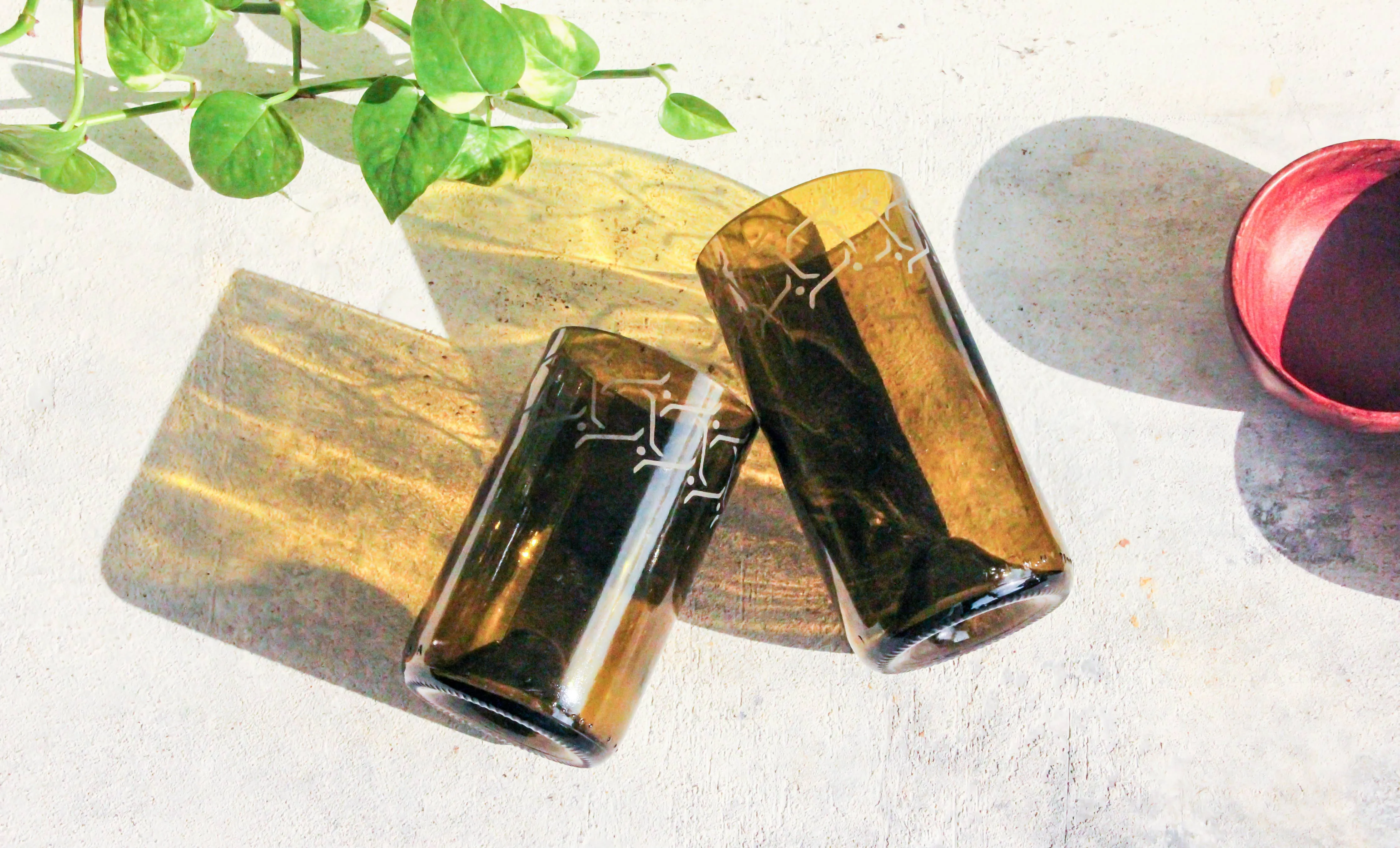Lina Designed Drinking Glasses Upcycled -12 or 16 Oz.