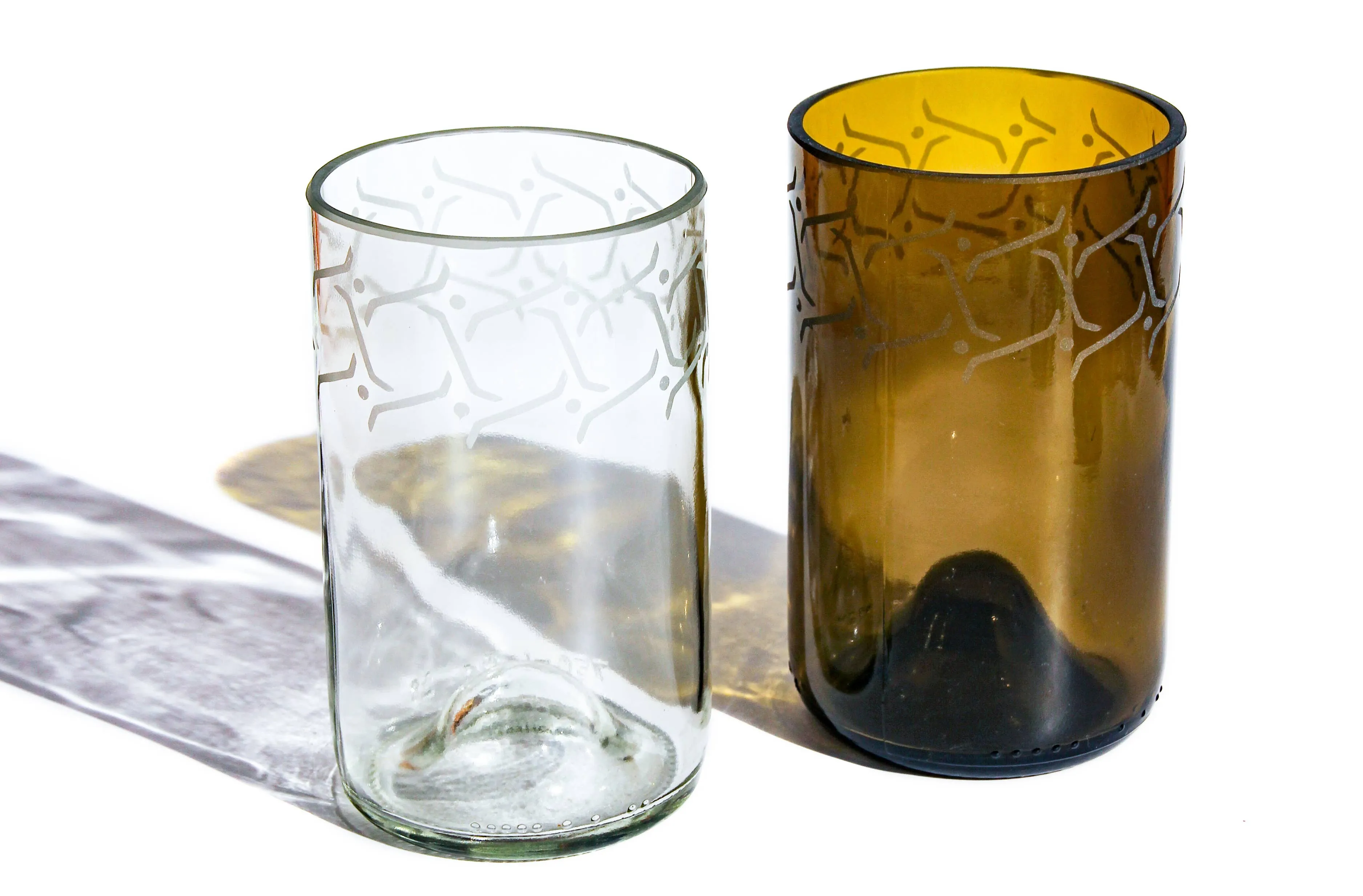 Lina Designed Drinking Glasses Upcycled -12 or 16 Oz.