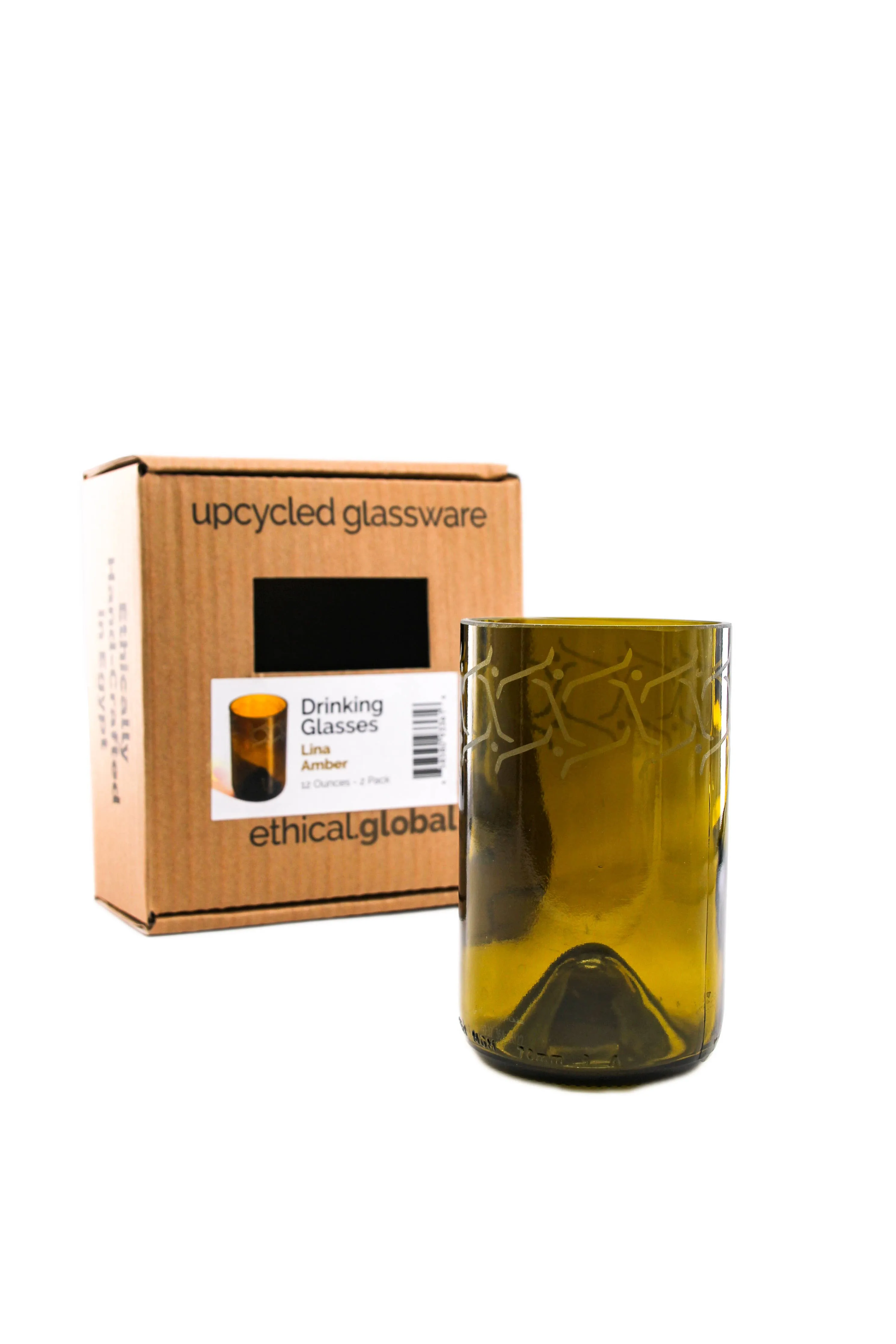 Lina Designed Drinking Glasses Upcycled -12 or 16 Oz.