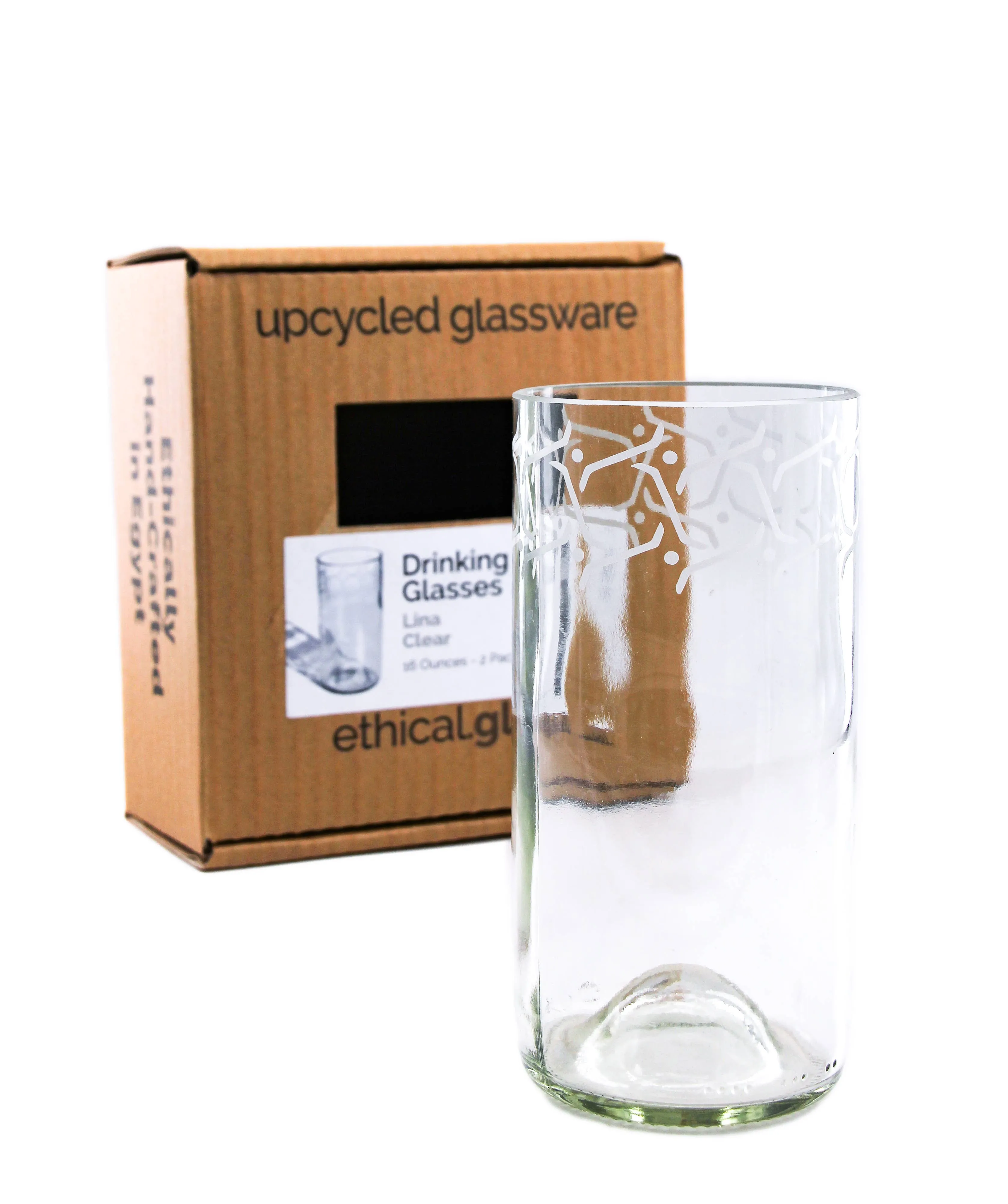 Lina Designed Drinking Glasses Upcycled -12 or 16 Oz.