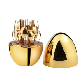 Luxury 24Pc Egg Shaped Flatware Cutlery Set- Ib-168 Gold
