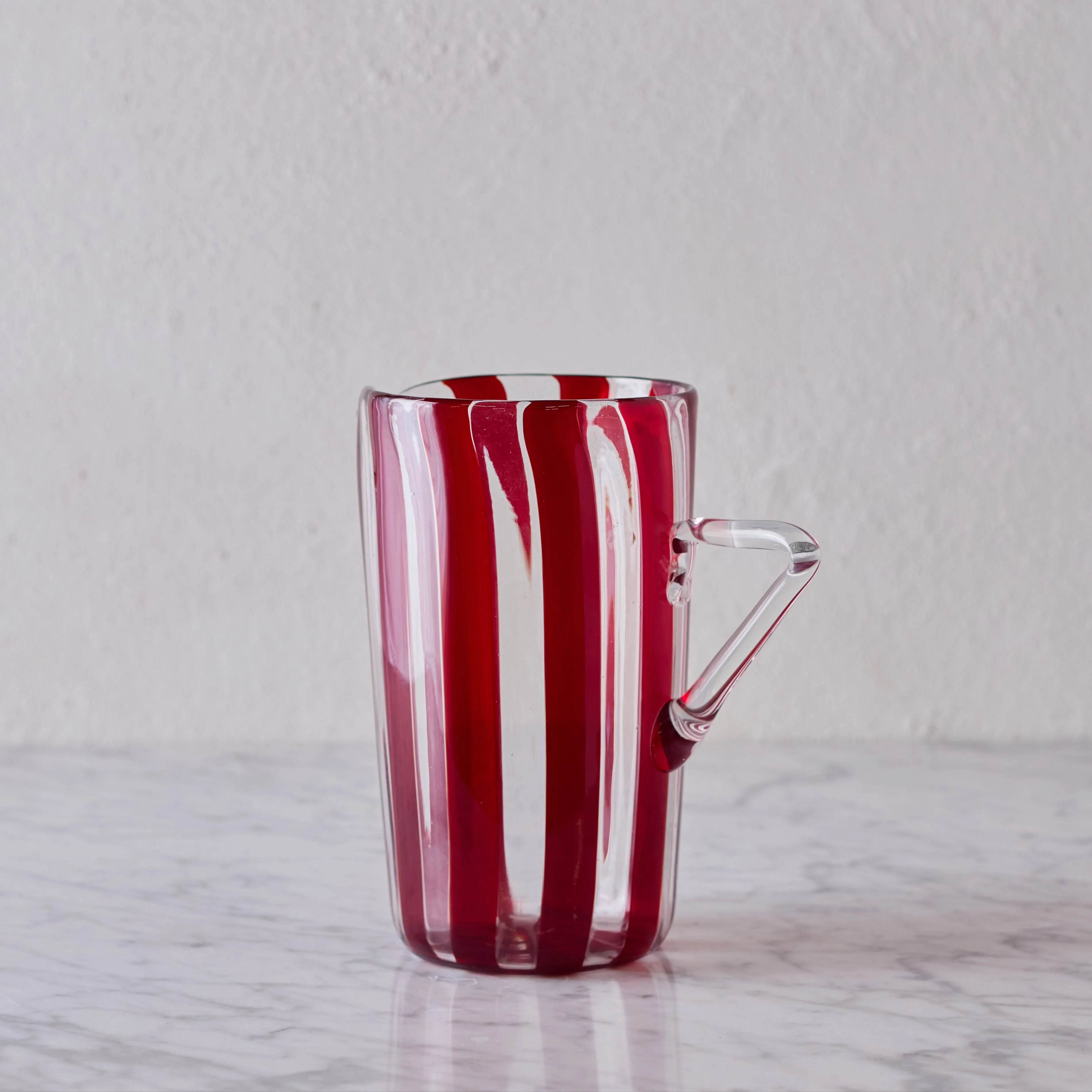 Murano Glass Pitcher, Red & Clear