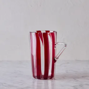 Murano Glass Pitcher, Red & Clear
