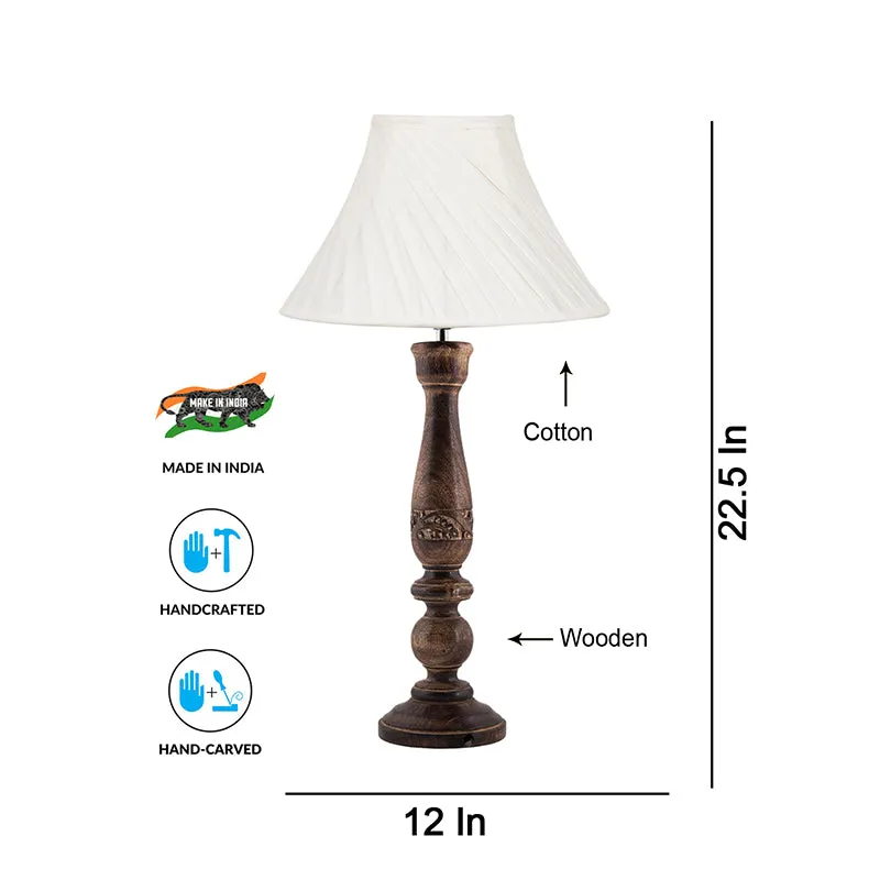 Nihara Bena Wooden Table Lamp - Off White
